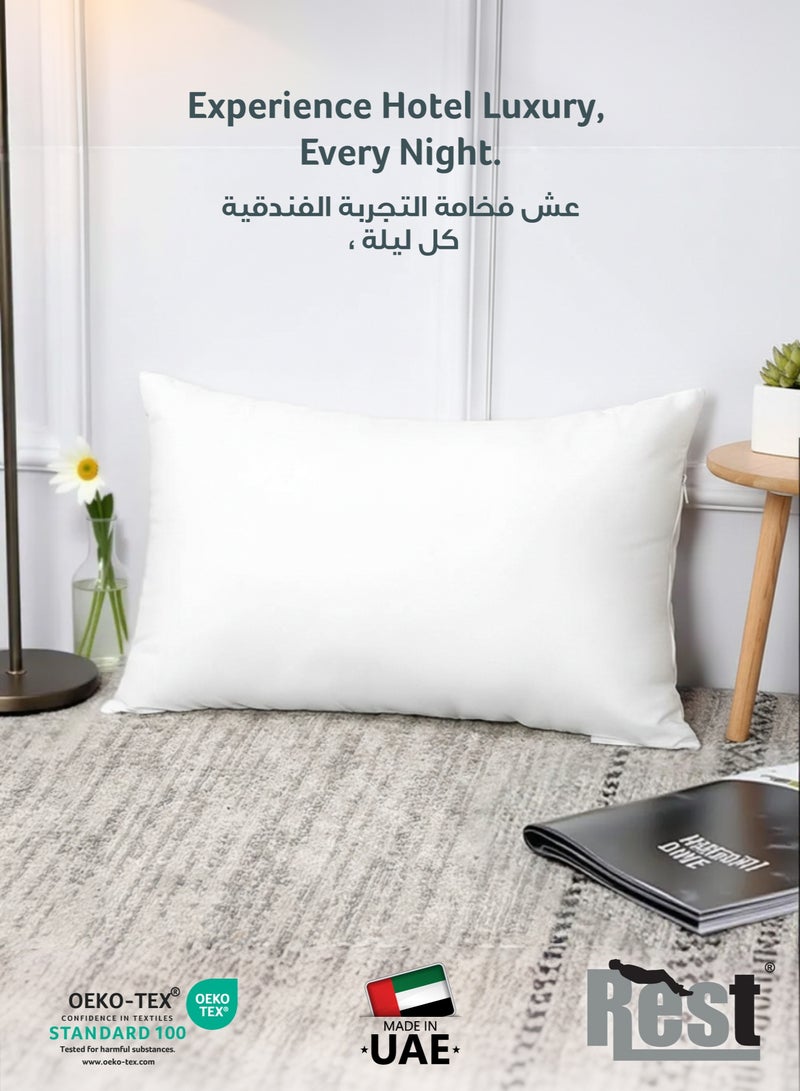 Rest وسائد رمي السرير حشوة وسادة غلاف خارجي غير منسوج حشو ألياف مجوفة 275 جرام ألياف فائقة النعومة حجم 30x30 سم ، 12x12 بوصة حشوات الوسائد ديكور منزلي أبيض (عبوة من 2) - Image 5